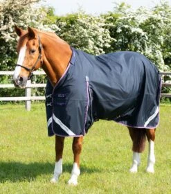 Buster 70g Turnout Rug With Classic Neck Cover -Premier Equine AW21 Buster 70 Navy 3