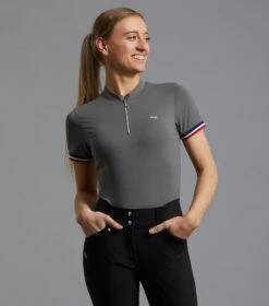 Allegra Ladies Short Sleeve Riding Top -Premier Equine AllegraTop Anthracite1