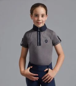 Mini Amia Girl's Technical Short Sleeve Riding Top -Premier Equine Amia Top Kids grey 1