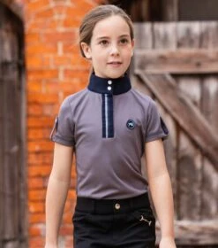 Mini Amia Girl's Technical Short Sleeve Riding Top -Premier Equine Amia Top Kids grey 2