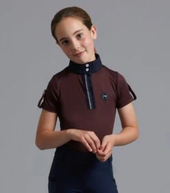 Mini Amia Girl's Technical Short Sleeve Riding Top -Premier Equine Amia Top Kids wine 1