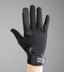 Bordoni Leather Mesh Riding Gloves -Premier Equine Bordoni Gloves Black Image5