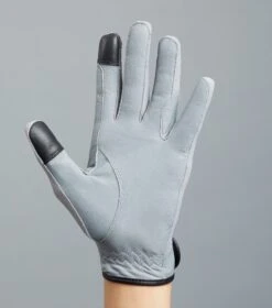 Bordoni Leather Mesh Riding Gloves -Premier Equine Bordoni Gloves Grey6