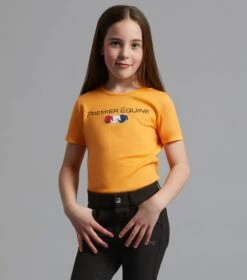 Chiaro Girls Cotton Riding T-Shirt 22 Chiaro Girls Cotton Riding T-Shirt -Premier Equine Chiaro T Shirt Orange. 1