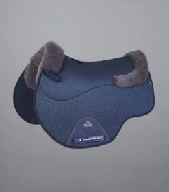 Close Contact Airtechnology Shockproof Wool Saddle Pad - GP/Jump Square -Premier Equine Close Contact Airtechnology Shockproof European Merino Wool Half Lined GPJump Square Navy 1