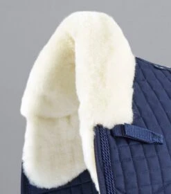 Close Contact Merino Wool European Saddle Pad - Dressage Square -Premier Equine Close Contact Merino Wool European Half Lined Dressage Square Navy Natural 2