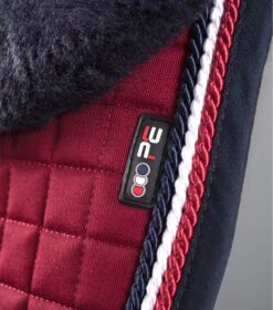 Close Contact Merino Wool European Saddle Pad - GP/Jump Square 41 Close Contact Merino Wool European Saddle Pad - GP/Jump Square -Premier Equine Close Contact Merino Wool European Half Lined GP Jump Square Burgundy Navy 2