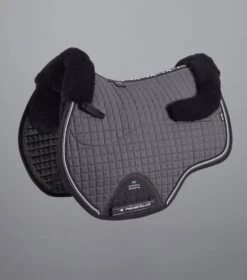 Close Contact Merino Wool European Saddle Pad - GP/Jump Square 28 Close Contact Merino Wool European Saddle Pad - GP/Jump Square -Premier Equine Close Contact Merino Wool European Half Lined GP Jump Square Grey Black 1