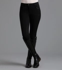 Delta Ladies Full Seat Gel Riding Breeches -Premier Equine Delta ladies breeches black 4