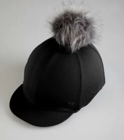 Jersey Hat Silk With Faux Fur Pom Pom -Premier Equine Jersey Hat Silk with Faux Fur Pom Pom Black 5