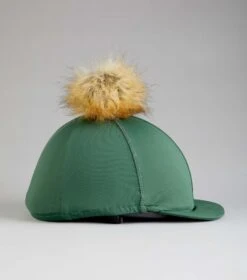 Jersey Hat Silk With Faux Fur Pom Pom -Premier Equine Jersey Hat Silk with Faux Fur Pom Pom Green 3