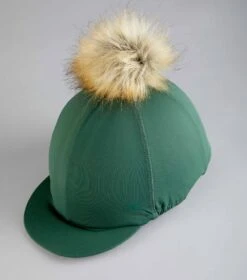 Jersey Hat Silk With Faux Fur Pom Pom -Premier Equine Jersey Hat Silk with Faux Fur Pom Pom Green 5