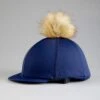 Jersey Hat Silk With Faux Fur Pom Pom 2 Jersey Hat Silk With Faux Fur Pom Pom -Premier Equine Jersey Hat Silk with Faux Fur Pom Pom Navy 1