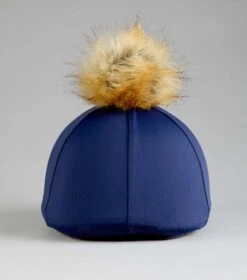 Jersey Hat Silk With Faux Fur Pom Pom -Premier Equine Jersey Hat Silk with Faux Fur Pom Pom Navy 7
