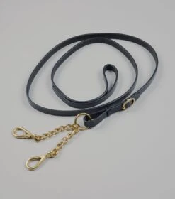 Leather Lead Rein With Chain Coupling -Premier Equine Leather Lead Rein with Chain Coupling Black 4