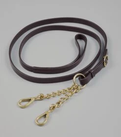 Leather Lead Rein With Chain Coupling -Premier Equine Leather Lead Rein with Chain Coupling Brown 4