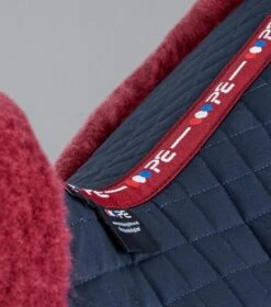Merino Wool Saddle Pad - GP/Jump Numnah -Premier Equine Merino Wool Half Lined GP Jump Numnah Navy Burgundy 4 46