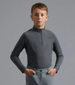 Junior Ombretta Technical Riding Top -Premier Equine Ombretta Junior Base Layer Grey 1