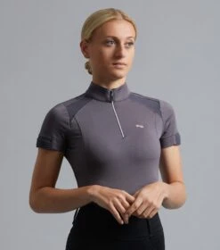 Remisa Ladies Technical Short Sleeve Riding Top -Premier Equine Remisa Ladies Technical Short Sleeved Riding Top Grey 1