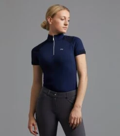 Remisa Ladies Technical Short Sleeve Riding Top -Premier Equine Remisa Ladies Technical Short Sleeved Riding Top Navy 1