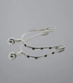 Roller Ball Spurs With Natural Stone - Black