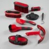 Soft-Touch Grooming Kit Set - 9 Pieces -Premier Equine Soft Touch Grooming Kit Black and Red 1