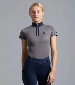 Amia Ladies Technical Short Sleeve Riding Top -Premier Equine Technical Short Sleeved Riding Top Anthracite Grey 1