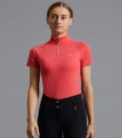 Aura Ladies Short Sleeve Riding Top 32 Aura Ladies Short Sleeve Riding Top -Premier Equine aura top pink 1