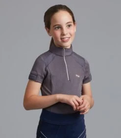 Mini Remisa Girl's Technical Short Sleeve Riding Top -Premier Equine remisa top kids Grey 1