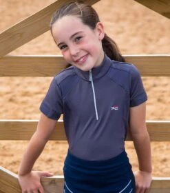 Mini Remisa Girl's Technical Short Sleeve Riding Top -Premier Equine remisa top kids Grey 2