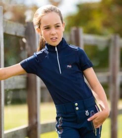 Mini Remisa Girl's Technical Short Sleeve Riding Top -Premier Equine remisa top kids navy 2